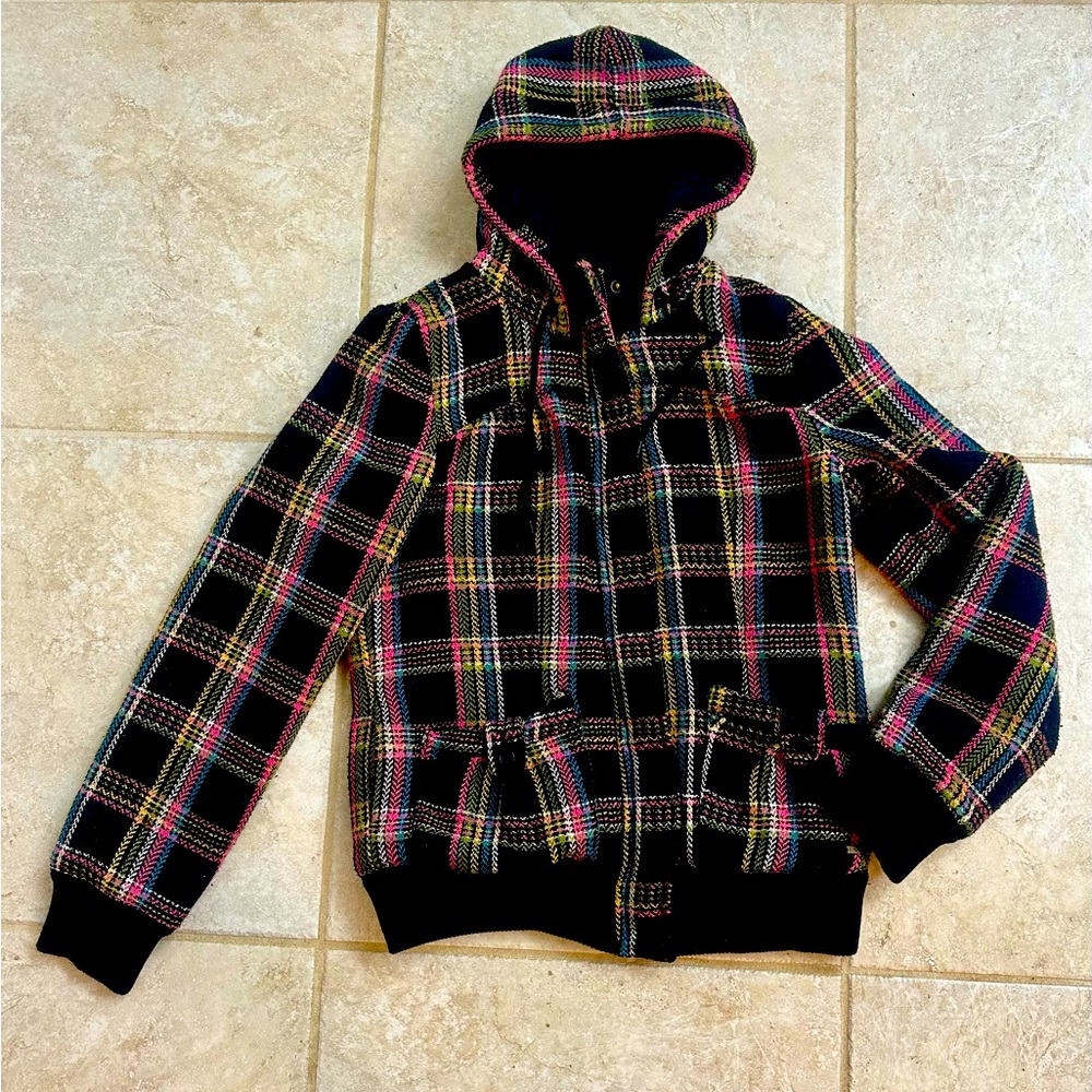 Roxy Quilted Jacket with Multi-Color Plaid